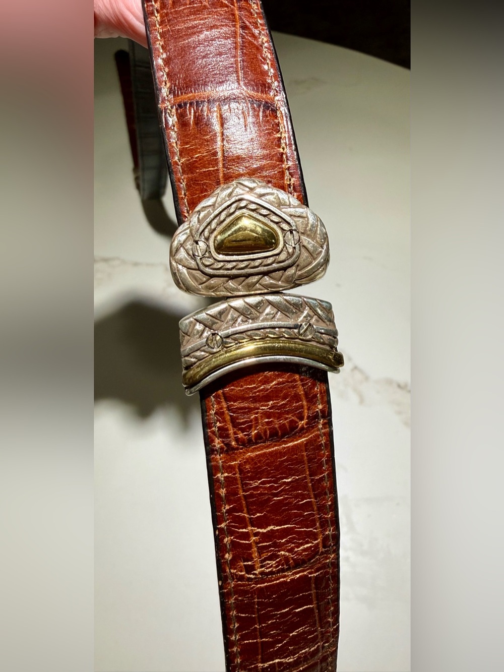 Brighton Reversible Leather Belt Silver/Gold-Toned Hardware, Black/Brown - Picture 6 of 9